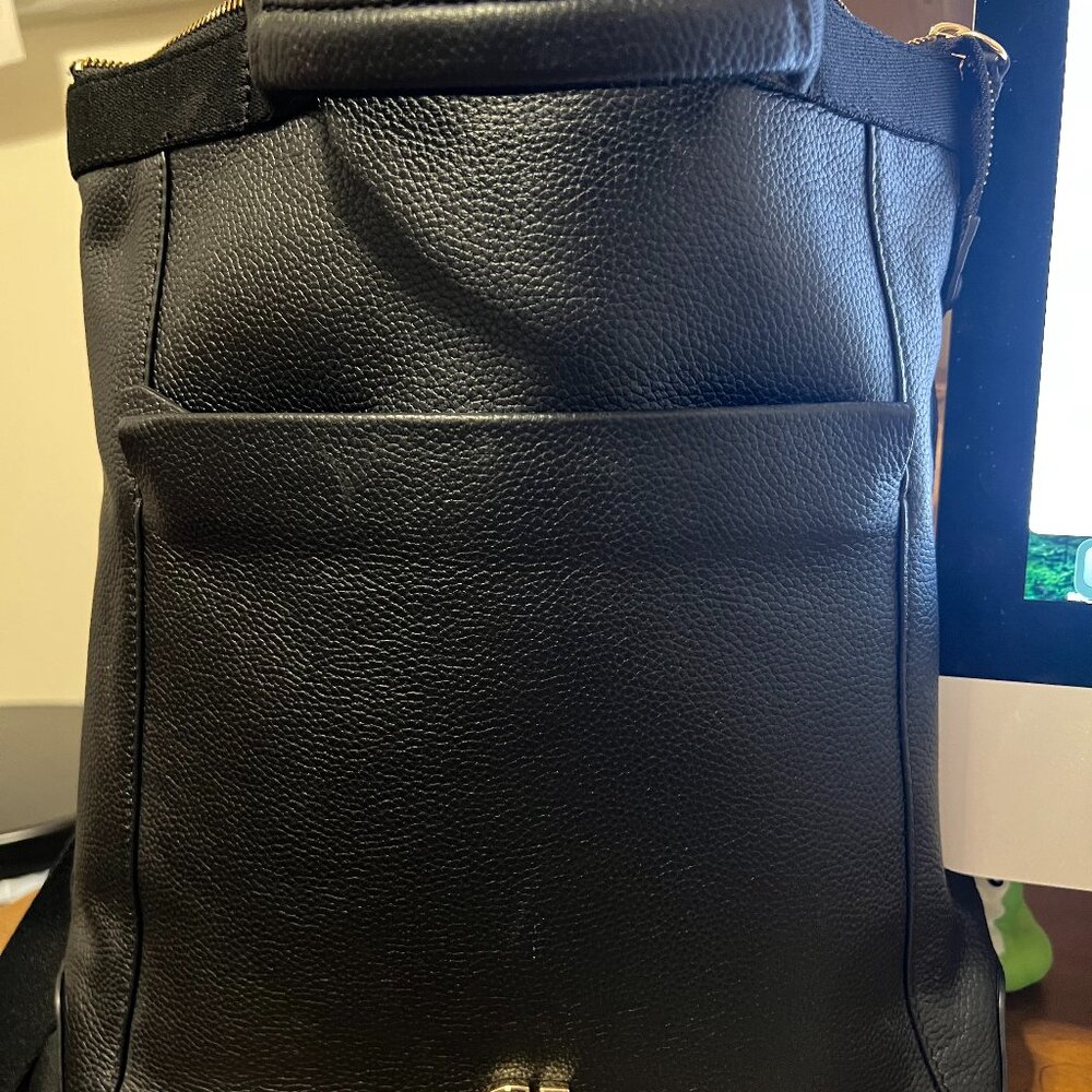 Cole Haan Black Pebbled Leather Backpack